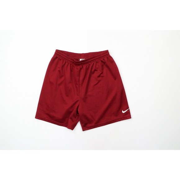 Vtg 90s Nike Mens Large Travis Scott Mini Swoosh Above Knee Mesh Shorts Burgundy